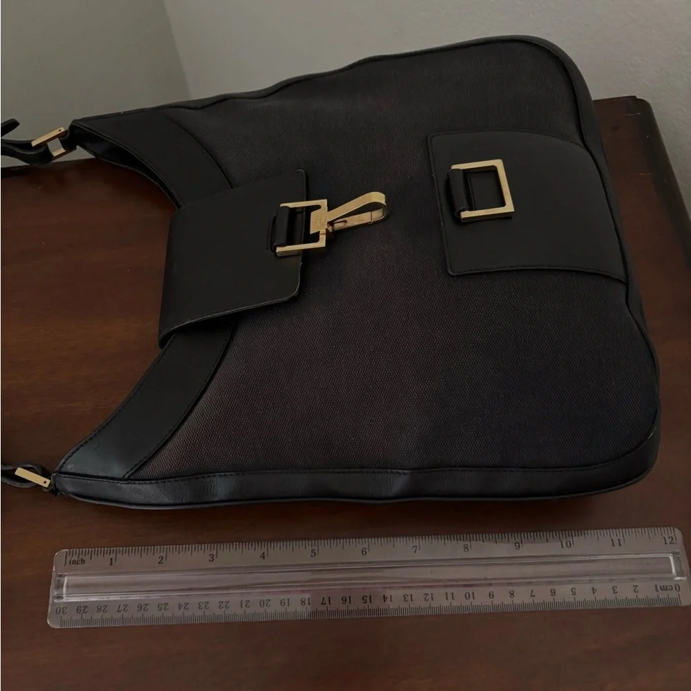 Gucci Jackie O Black Canvas Leather Trim Handbag | Iconic Piston Lock - Picture 10 of 12